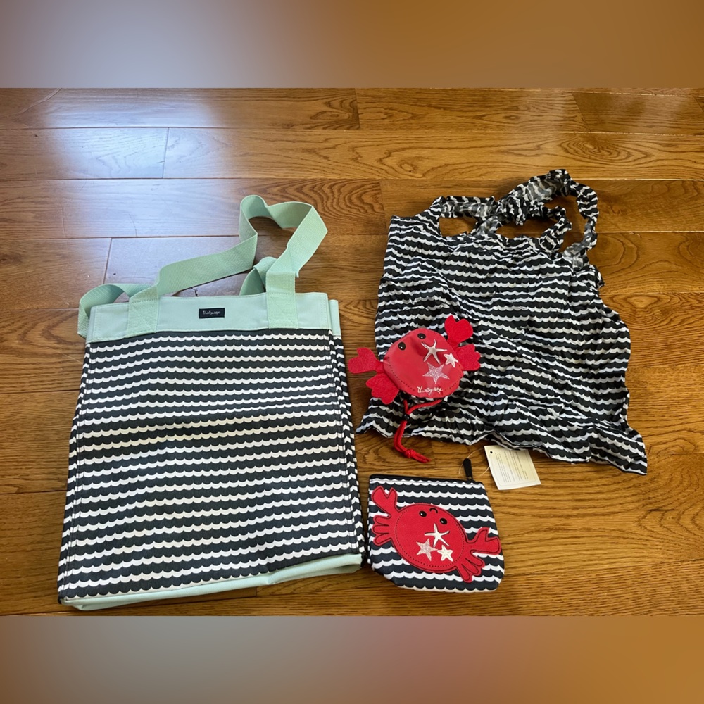 Thirty-One Navy, teal, red and White Bag Set of 3